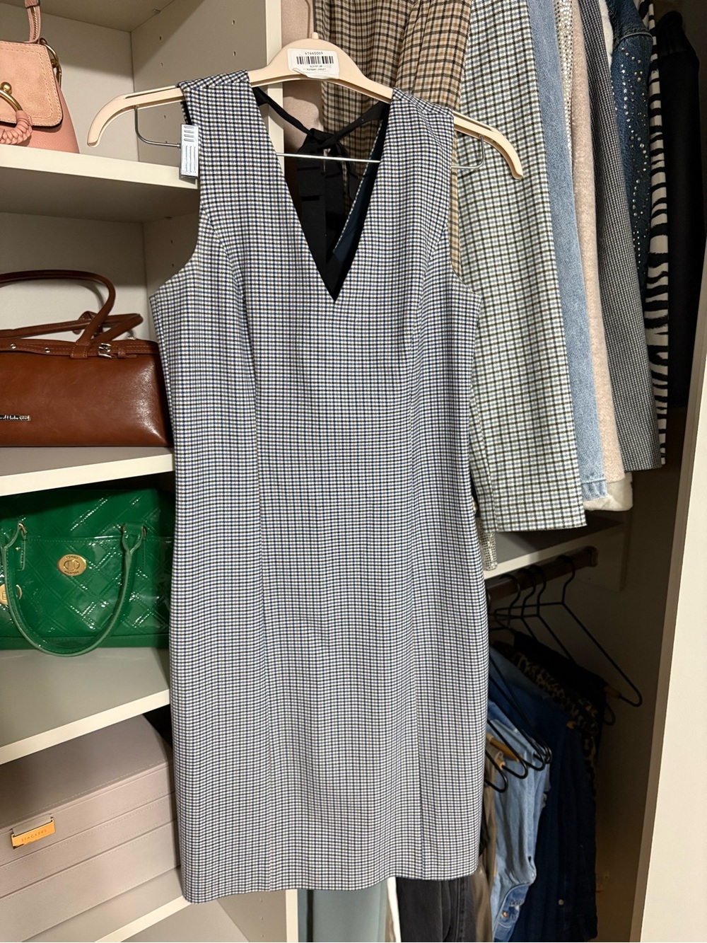 NWT Banana Republic Checked V-Neck Midi Sheath Dress